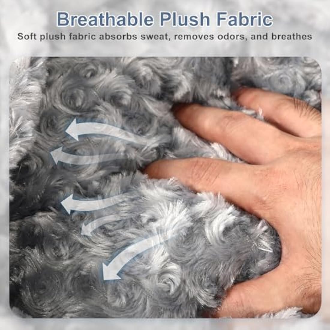 Heymamba Extra Large Dog Bed Rectangle Large Pet Beds Grey, Hooded Pet Cave Bed with Designed for Wheat Grain, Soft Rose Fluff XL Dog Cave With Nonskid Bottom for Labrador, 90x65x23cm