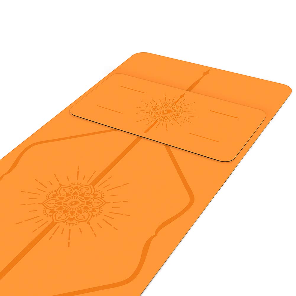 LIFORME Happiness Yoga Pad - Free Yoga Bag, Patented Alignment System, Warrior-Like Grip, Non-Slip, Eco-Friendly and Biodegradable, 4.2mm Thick pad