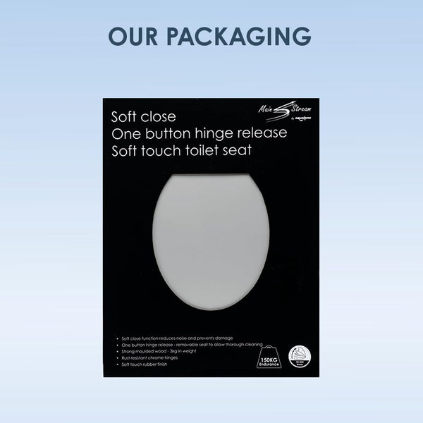 AQUALONA® Luxury Soft Close Toilet Seat - Moulded Wood - Stainless Steel Slow Close Hinges - Click, Lift & Clean Technology (Bamboo Toilet Seat)