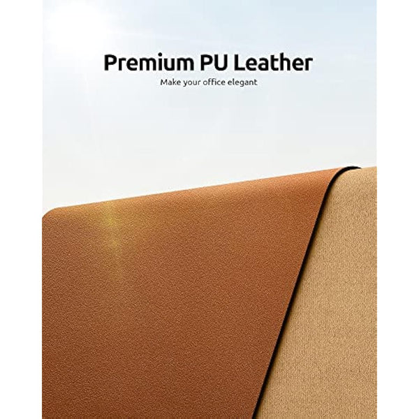 YSAGi Leather Desk Mat, Large Mouse Mat, Non-Slip Desk Pad, Waterproof PU Leather Table Protector Writing Pad for Office and Home (60 x 35 cm, Brown)