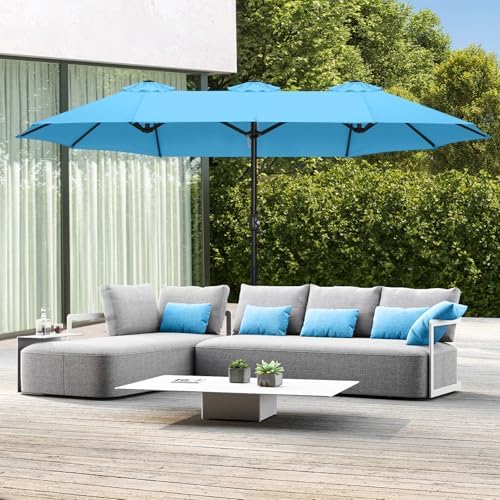 ABCCANOPY 4.5M Double-Sided Aluminum Table Patio Umbrella Garden Large Umbrella,Swimming Pool Colors