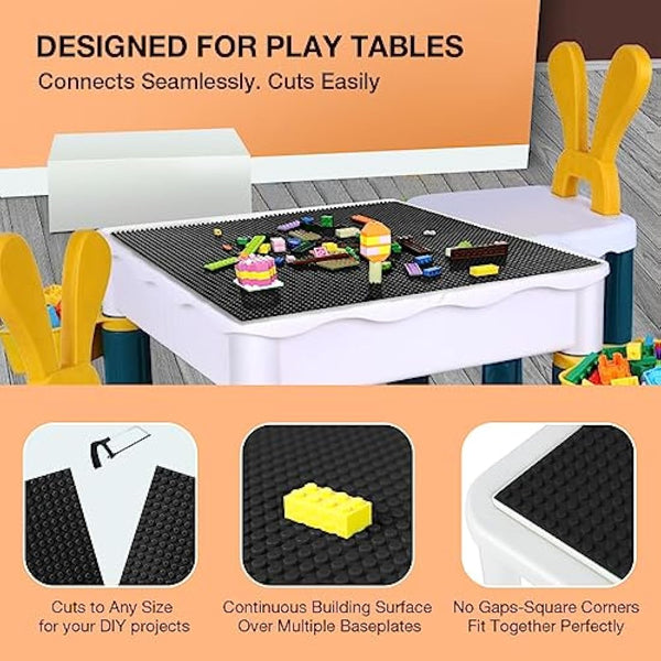 Etarnfly 4 Pack Classic Base Plates,25.5 x 25.5 cm Building Board Baseplates 100% Compatible with All Major Brands,Black