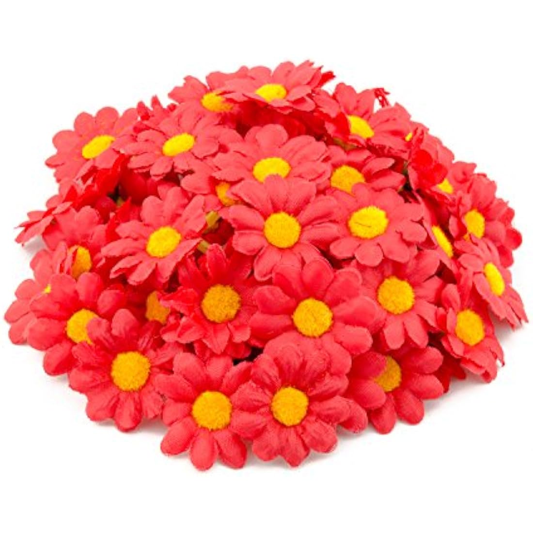 AKORD Artificial Gerbera Daisy Flowers Heads for DIY Wedding Party, Red, 0.38 x 0.38 x 0.2 cm