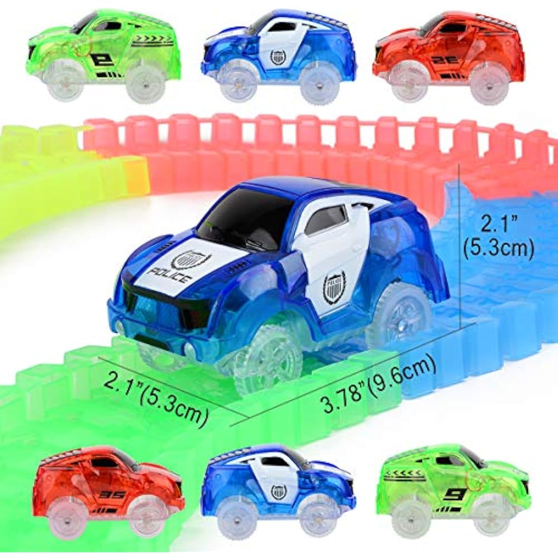 Glow Tracks Cars Light Up Toy Cars Race Track Accessories Compatible with Magic Tracks and Neo Tracks Replacement Best Gifts for Boys and Girls (3 Pack)