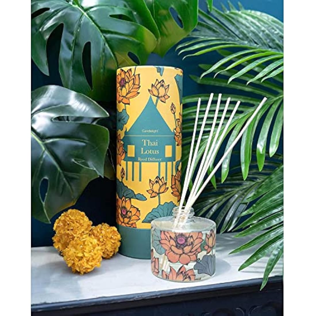 150ml Glass Reed Diffuser With Thai Lotus Flower Scent | Home Fragrance Reed Diffuser Set | Scented Oil Room Diffuser - Aroma Gift