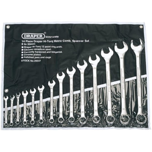 Draper 29547 14Pc Draper hi-torq metric comb wrench set