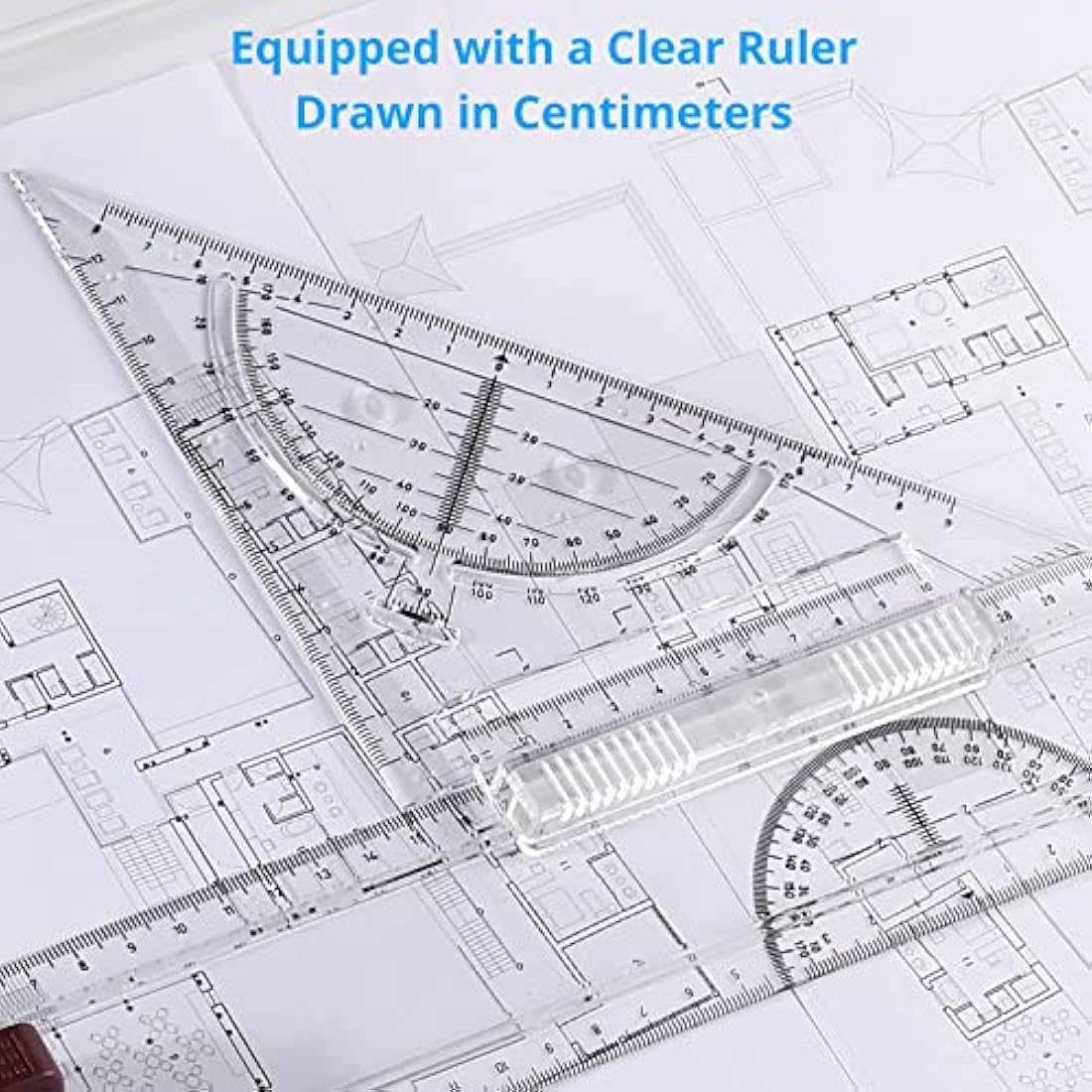 eSynic A3 Drawing Board Set, A3 Multifunction Drafting Table Adjustable Measuring System Angle Parallel Motion Drawing Board with Protractor, Paper Locator, Sliding Ruler, Anti Slip Support Leg
