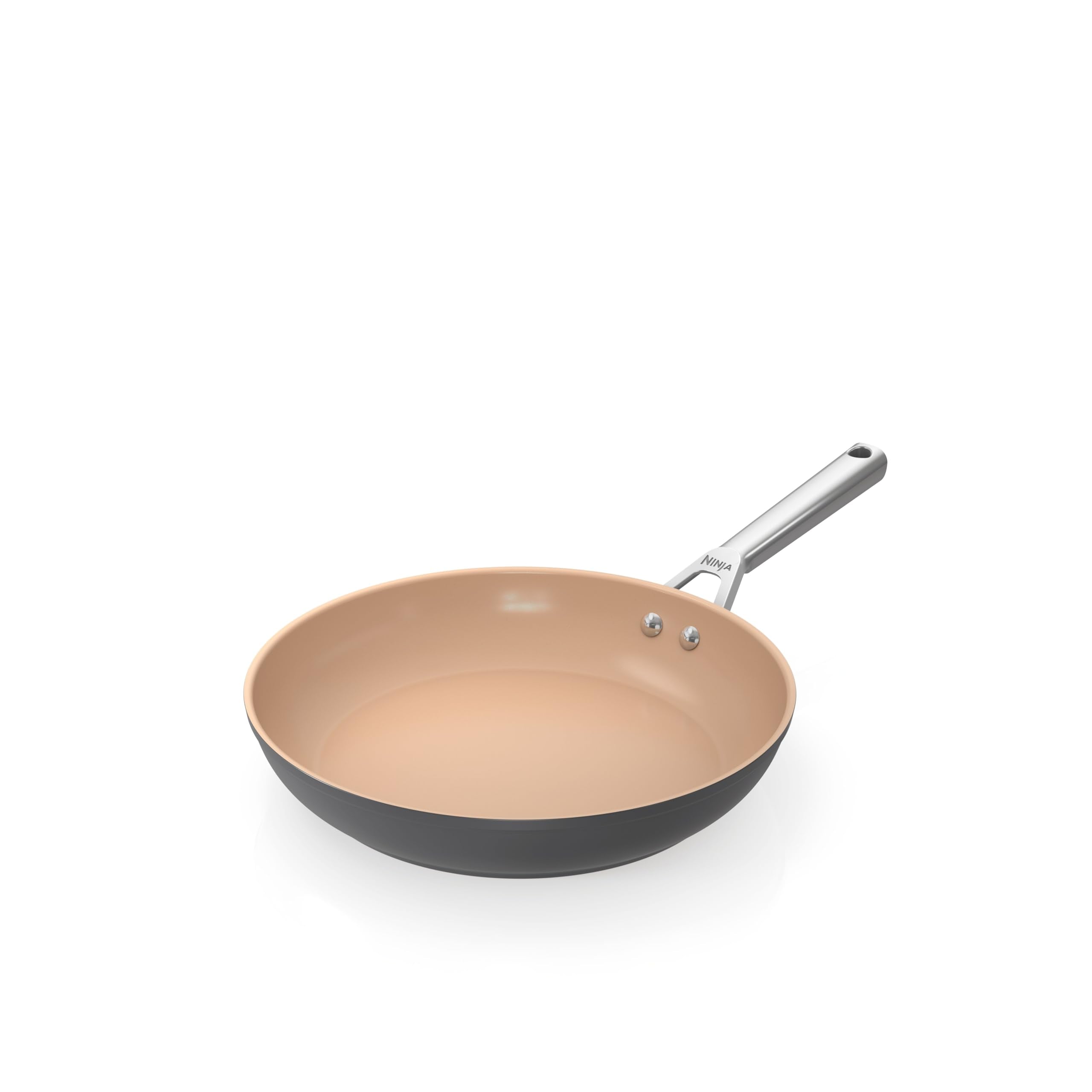Ninja Extended Life 28cm Ceramic Frying Pan, Non-Stick (No PFAs, PFOAs, Lead or Cadmium), Induction Compatible, Stainless Steel Handle, Oven Safe to 285°C, Grey & Terracotta, CW90028EUUKDB