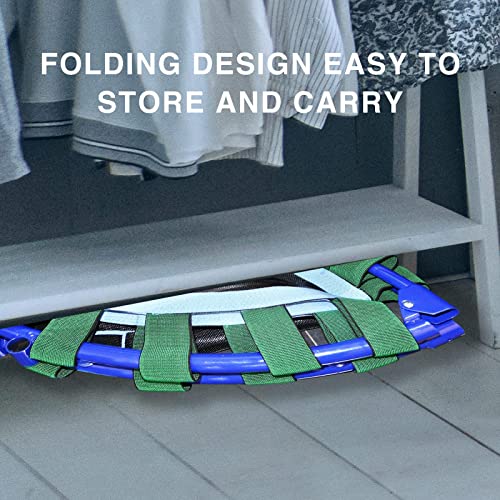 38" Kids Trampoline Mini Trampoline with Exercise Foldable Bungee Rebounder Adjustable Handrail Safety Padded Cover for Indoor Outdoor