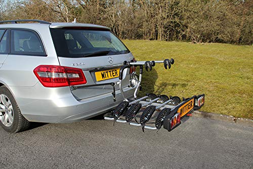 Witter ZX204 Bicyle Bolt-on Towball Mounted Bike Rack for 4 Bikes | Maximum Load of 60kg | Lightboard for 13 Pin Socket