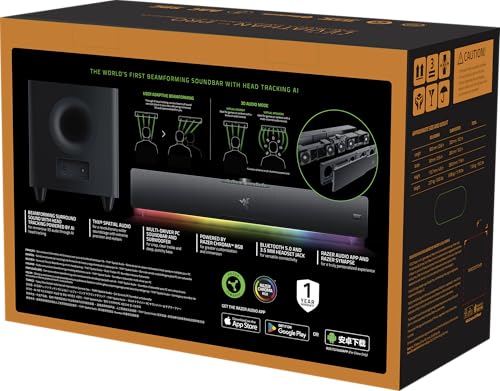 Razer Leviathan V2 X - PC Gaming Soundbar (Full-Range Drivers, Compact Desktop Form Factor, USB Type C Power and Audio Delivery, Bluetooth 5.0) Black