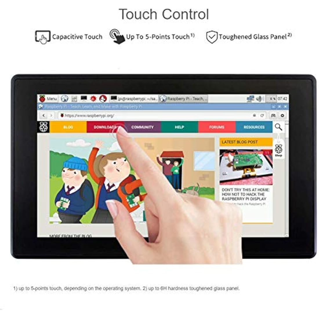 ingcool 7inch HDMI LCD with Case for Raspberry Pi Capacitive Touchscreen 1024×600 IPS Display Screen Monitor Compatible with Raspberry Pi 4B/3B+/3B/Zero/Jetson Nano Support Windows 10/8.1/8/7