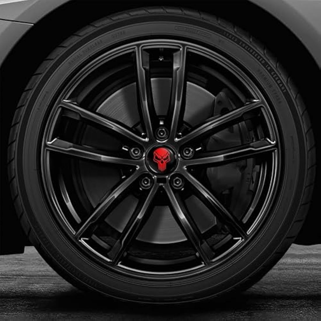 Biomar Labs 4 x 68mm Wheel Centre Alloy Hub Center Caps Compatible with BMW 36136783536 Hubcaps Red Black Skull CB 36