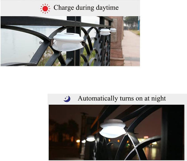 AVEKI Solar Fence Gutter Lights, 9 LED Solar Powered Garden Outdoor Lights Waterproof Security Lamp for Outdoor Garden Fence Wall Lobby Pathway (Black 6p)