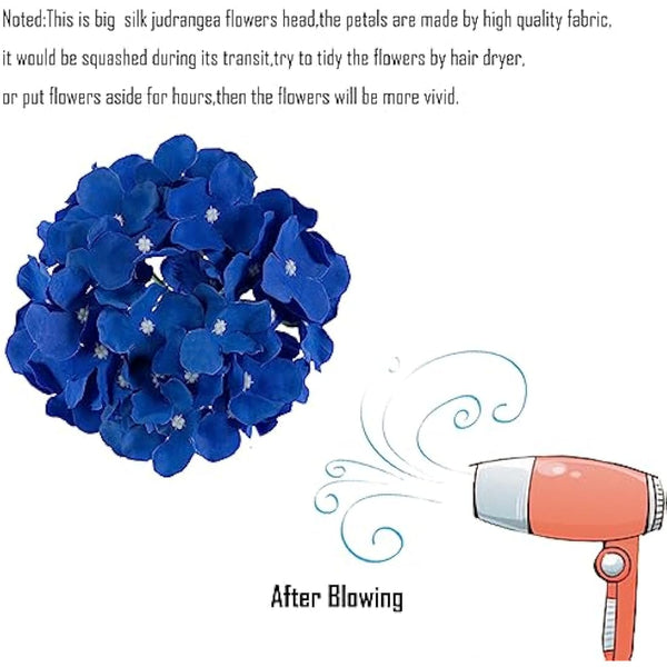 FagusHome 30 Pcs Silk Hydrangea Heads Artificial Flowers Heads and Stems Fake Hydrangea Flowers for Home Wedding Decor (Dark Blue)