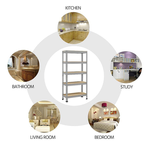 Yaheetech 5 Tier Garage Shelving Units, Heavy Duty Racking shelves, 150KG Per Shelf/750KG Capacity, 70cmx30cmx150cm（LxWxH,Dark Gray