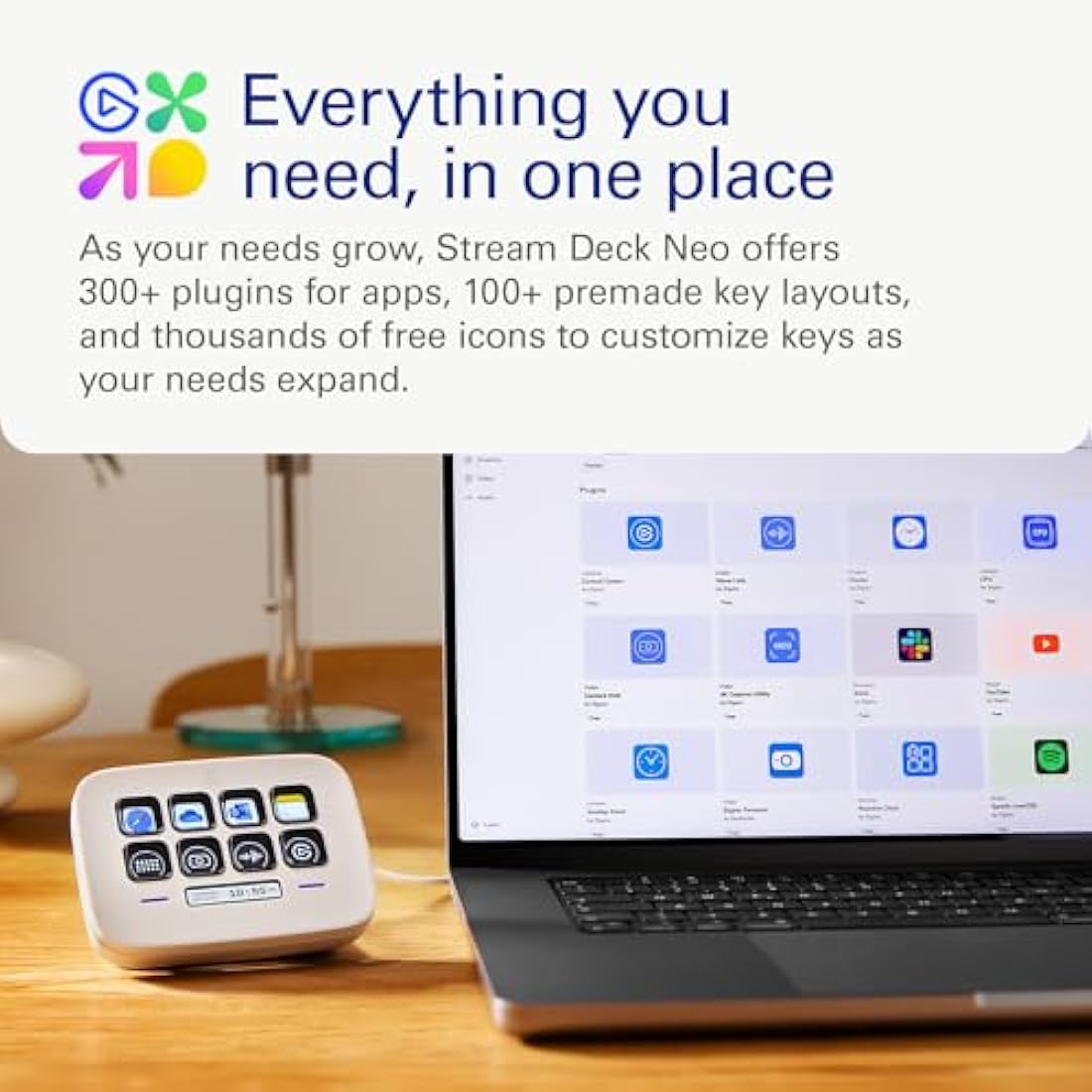 Elgato Stream Deck Neo – 8 Customizable Keys, 2 Touch Points, Speed Through Tasks & Workflows - Control Word, Excel, PowerPoint, Teams, Zoom, Spotify and more, Drag-’n-Drop Setup - Works with Mac & PC