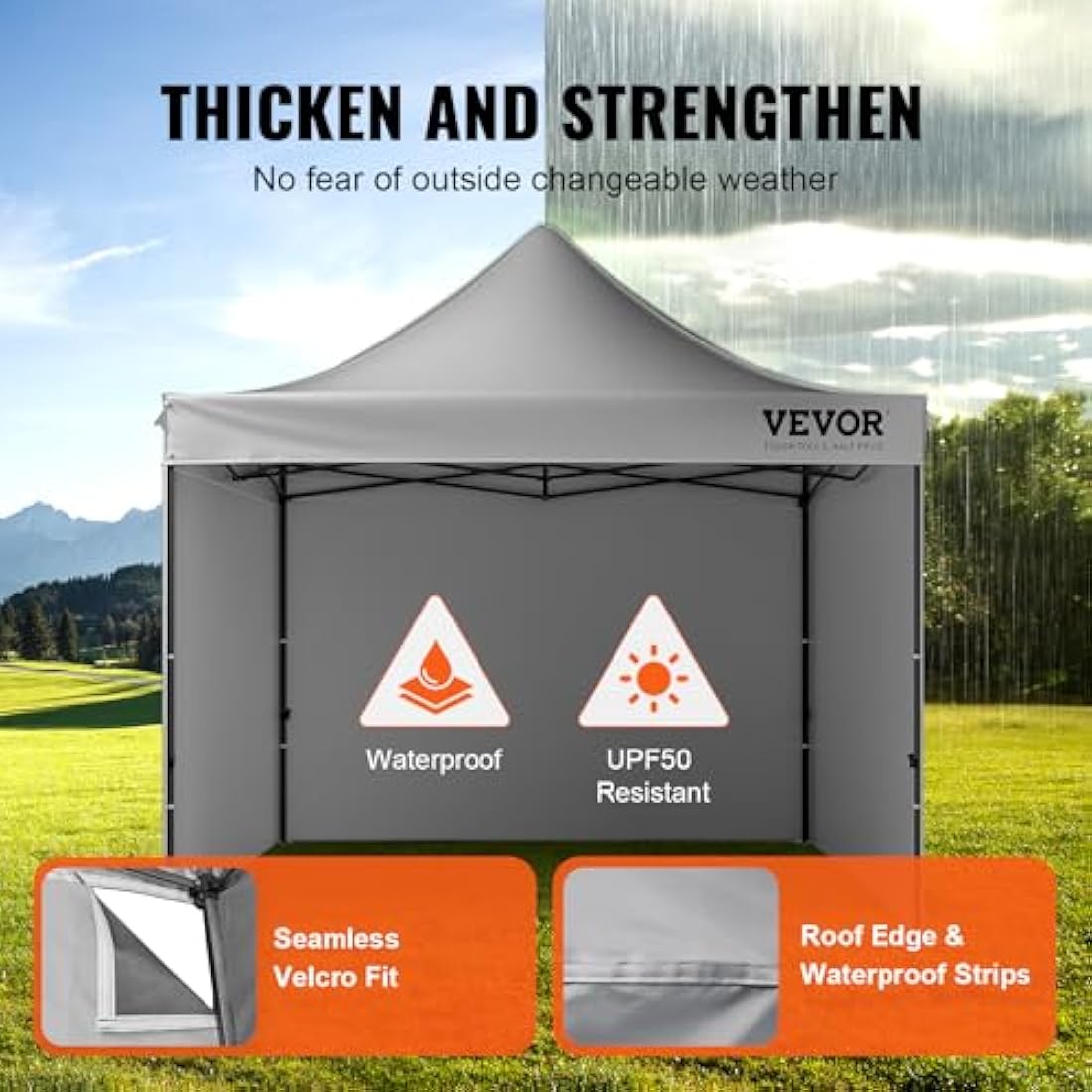 VEVOR 10x10 FT Pop up Canopy with Removable Sidewalls, Instant Canopies Portable Gazebo & Wheeled Bag, UV Resistant Waterproof, Enclosed Canopy Tent for Outdoor Events, Patio, Backyard, Party, Camping