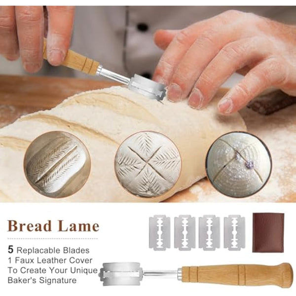 Banneton Bread Proofing Basket Set for Sourdough Bread Baking: 23cm Round & 25cm Oval Rattan Proving Bowls with Liner, Bread Lame, Dough Scraper, Brush, Baking Gifts for Professionals and Home Bakers