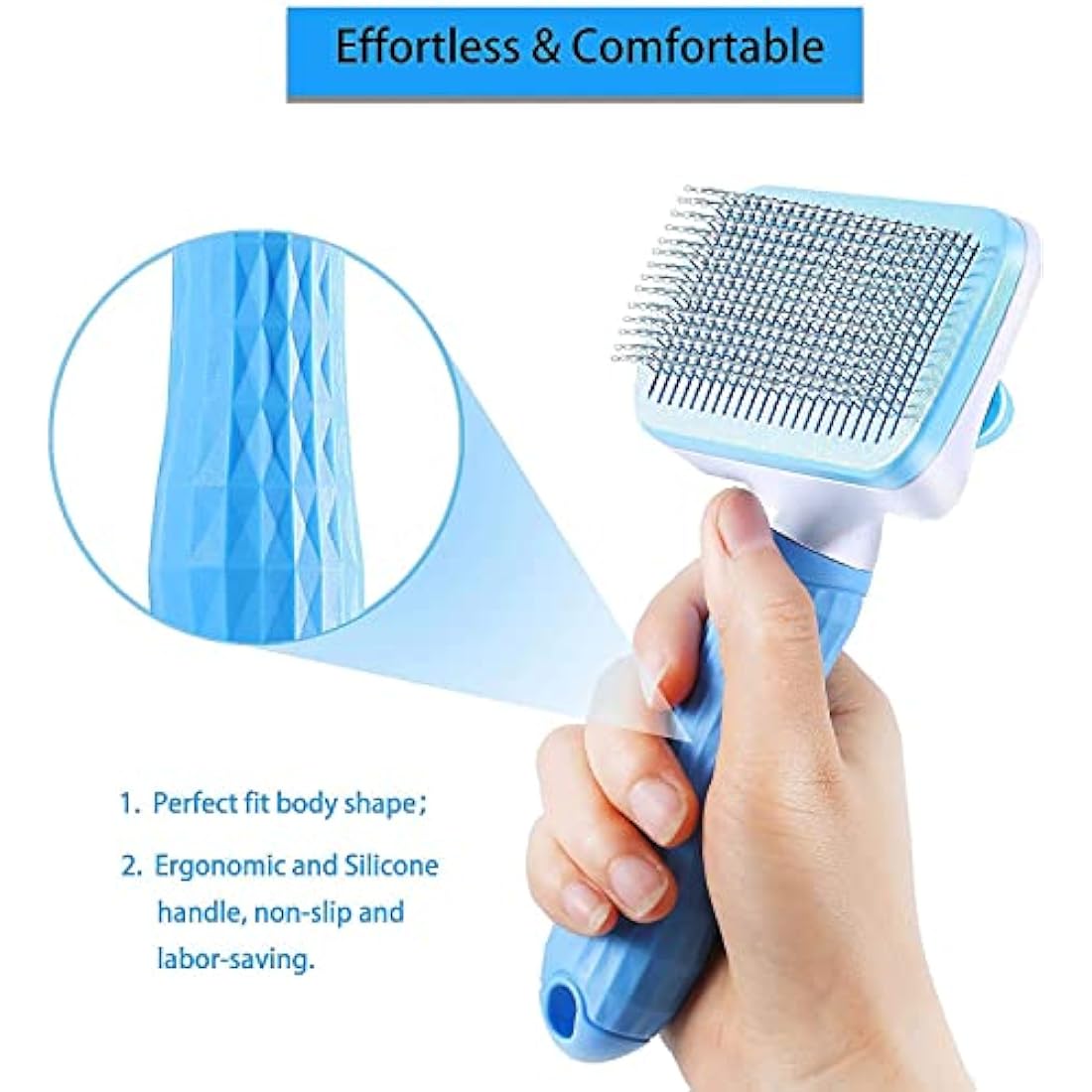 ACE2ACE Slicker Dog Comb Brush, Cat Hair Grooming Brush, Daily Use to Clean Loose Fur & Dirt, Great for Dogs and Cats Pets Grooming With Medium Long Hair, Blue