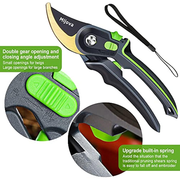 Garden Pruners,Pruning Shears for Gardening Heavy Duty with Rust Proof Stainless Steel Blades,Best Bypass Pruner Garden Shears Professional Gardening Tools (Can Cut Small PVC Pipes)