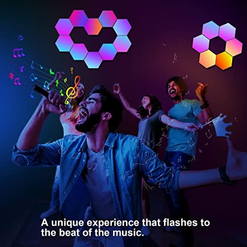 Kangtaixin Hexagon LED Lights — 12 Pack Hex Wall Light RGB Gaming Panels Hexagonal Smart Lighting Panel Sync to Music for Room Bar Gaming Setup Bedroom