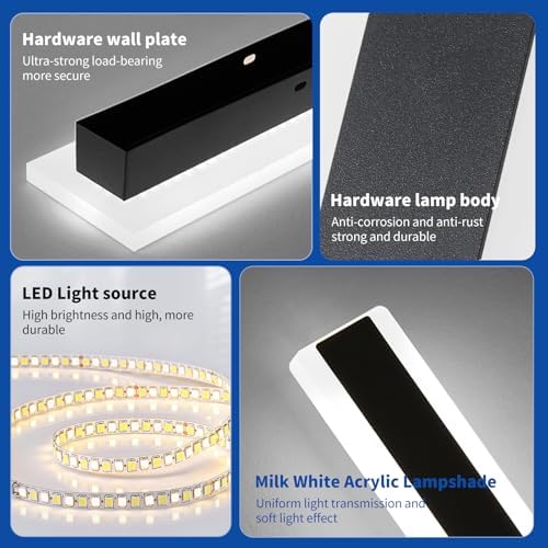 Mikeru 80cm Outdoor Wall Light, Modern 2 Pack 6500k Cool White LED Acrylic Long Wall Light, IP65 Waterproof Aluminium Fixture for Garden, Patio, Garage, Villa