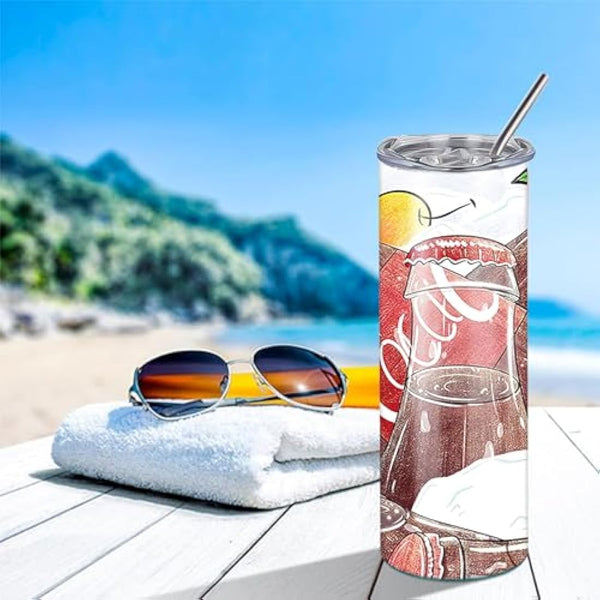 10 Pack Sublimation Tumblers Bulk, 20 oz White Skinny Straight Cups for Heat Press, Stainless Steel Double Wall Insulated Tumbler with Lids, Metal Straws, Shrink Wrap, Cleaning Brush, Individually Box