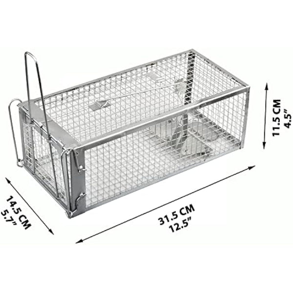 Anyhall 2-Pack Rat Traps Humane Live Mouse Cage Traps (Silver)