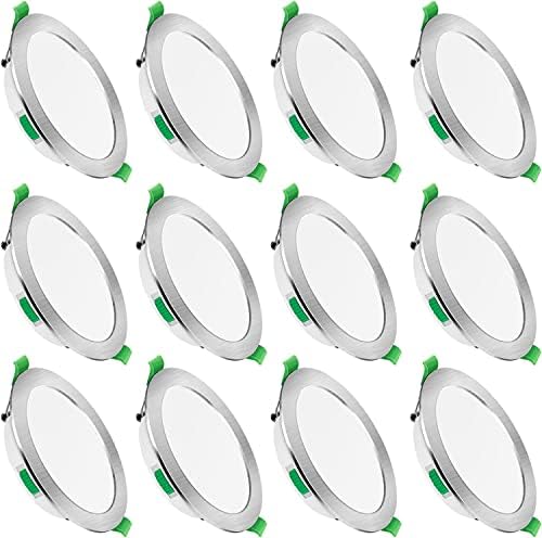 7W LED Recessed Ceiling Light, Dimmable 230V Downlights Ultra Slim 90-100mm Cutout, CCT Selectable Warm White 3000K Neutral White 4000K Cool White 6500K, LED Spotlights for Bathroom Kitchen, 12 Pack