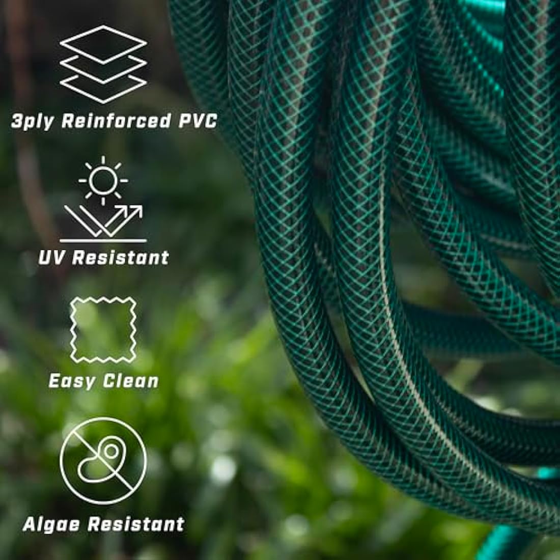 Faithfull 50M (164ft) Reinforced Hose Kit – PVC Garden Hose Pipe with 3 Fittings & Multipattern Spray Gun