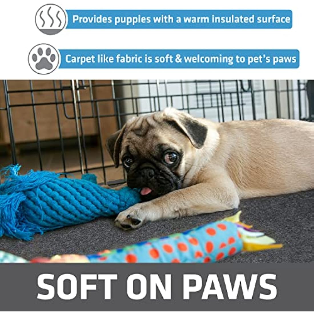 Drymate Dog Playpen Mat, Absorbent, Waterproof, Non-Slip, Machine Washable, XL Size (60” x 74”), Reusable Puppy Pad for Training, Whelping, Housebreaking, Incontinence, and Crate/Kennel (USA Made)