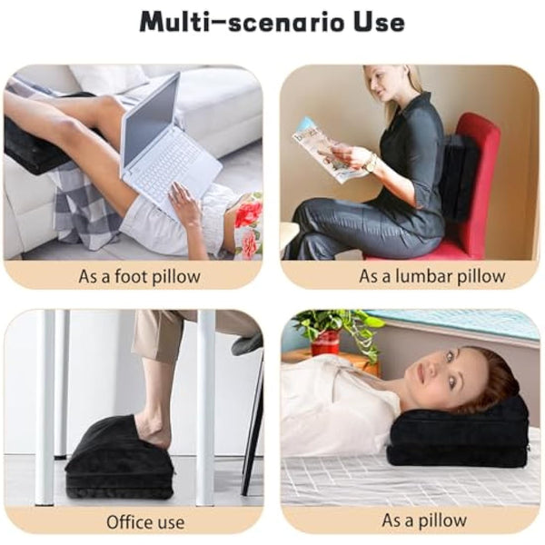 Foot Rest Under Desk, 3 Layer Height Adjustable Foot Stool Under Desk, Ergonomic, Black, Soft Comfortable to Relax Legs and Lumbar, Suitable for Office and Home