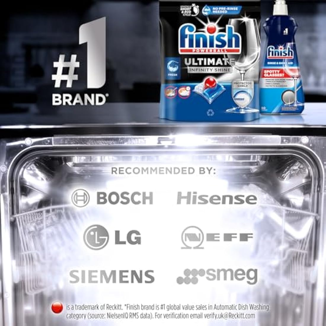 Finish Dishwasher Tablet, Ultimate Infinity Shine, 80 Tablets, Fresh Scent, Clean and Shine Detergent Tabs, Tough on Grease Stains, Effective for Short Eco Cycle