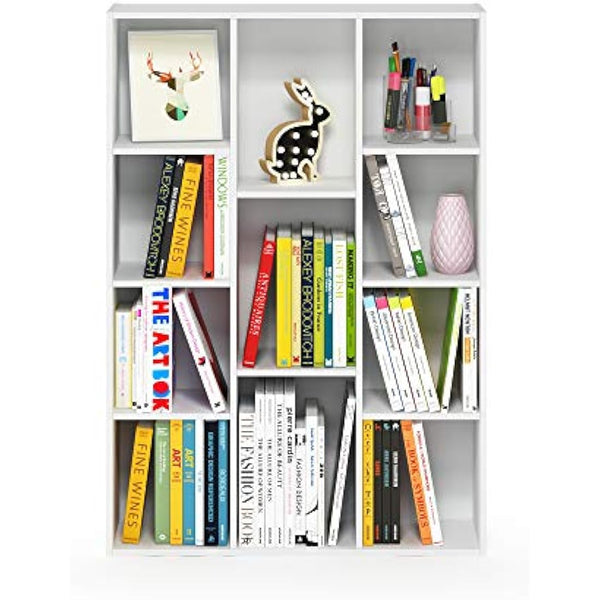 Furinno Luder 11-Cube Reversible Open Shelf Bookcase, White