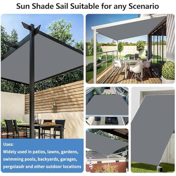 IMSGVIFO Awning Waterproof with Eyelets, UV Protection Sun Protection, Weather Protection, Weather Resistant, Parasol Awning for Patio Roof, Balcony, Conservatory, Swimming Pool, Dark Grey, 4 x 4 m