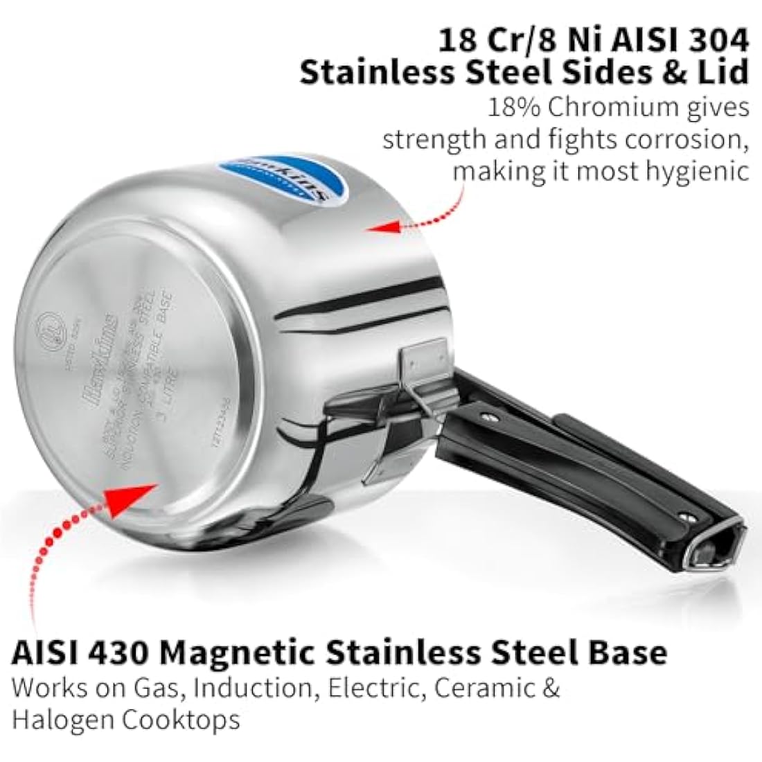 HAWKINS Pressure Cooker Stainless Steel, Silver, S