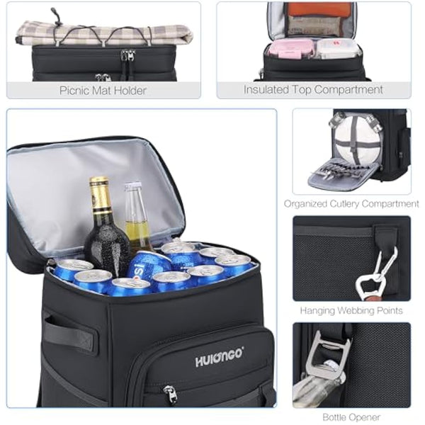 Hulongo Large Waterproof Insulated Cooler Backpack for Men & Women, Leak Proof Cooler Backpack