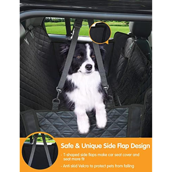 nzonpet 4-in-1 Dog Car Seat Cover, 100% Waterproof Scratchproof Hammock with Big Mesh Window, Durable Nonslip Pets Back Cover Protector for Cars Trucks SUVs - Black