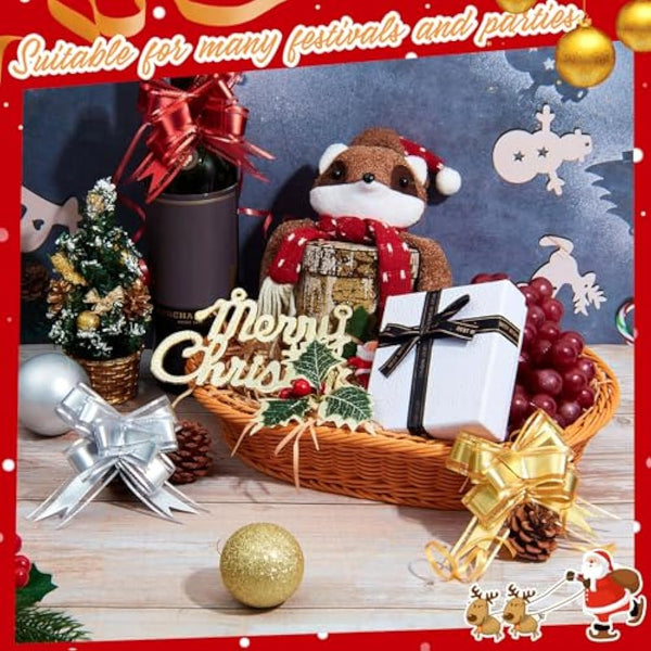 Hestya 2 Set Make Your Own Gift Hamper Kit Empty Wicker Hamper Baskets DIY Christening Gift Baskets for Christmas Birthday Baby Shower Wedding Valentine, 35 x 25 cm