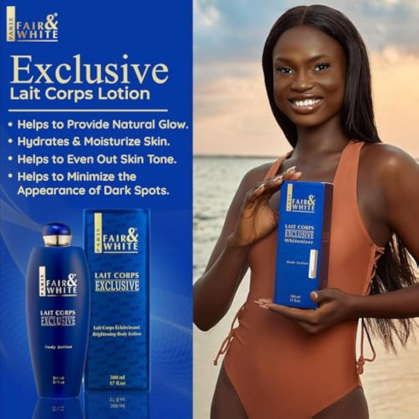 Fair & White Exclusive, Brightening Lotion | 17 Fl oz / 500 ml | For Women and Men