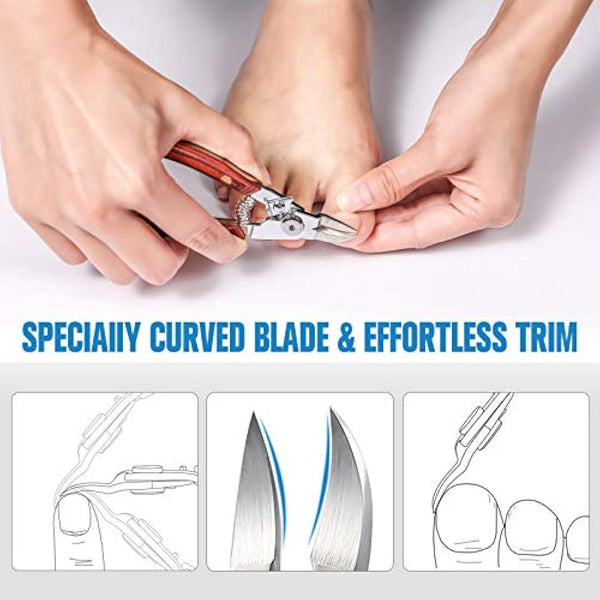 FERYES Toenail Clippers, Toenail Scissors, Stainless Steel Nail Cutters, Sharp Curved Nippers for Thick Nails/Toenails, Ingrown Toenails, Safety Cover Included