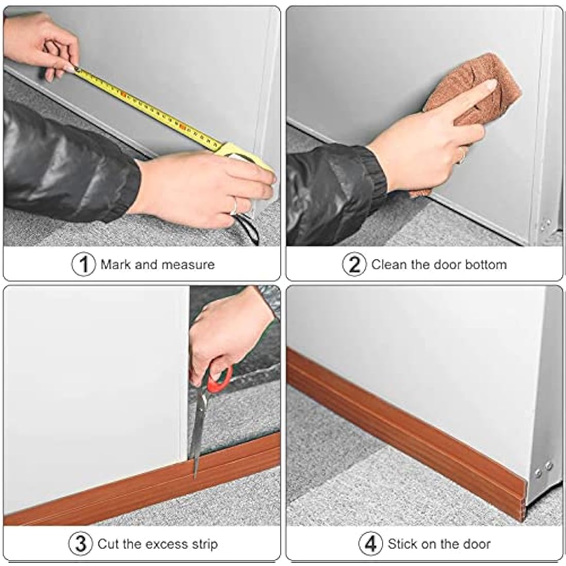 Hulameda Door Draft Excluder Strip, Self Adhesive Draft Excluder Tape for Noise Proof and Energy Saving, Door Bottom Seal Strip to Prevent Bugs Coming (Brown/2" Width x 39" Length)