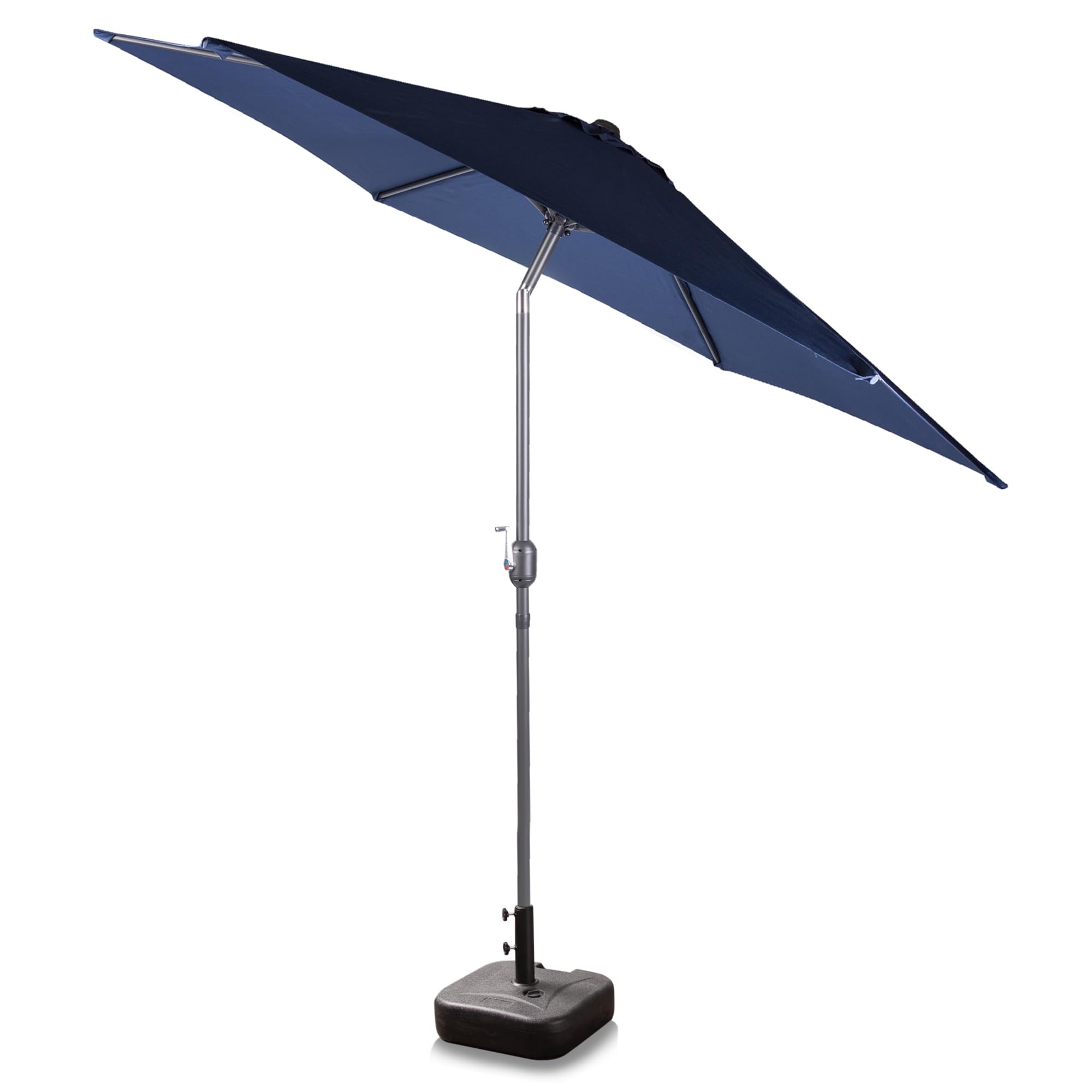 Alfresia 2.7 Metre Parasol - Round with Push Button Tilt, Outdoor Table Parasol Umbrella with Crank Handle, Garden Patio Sun Shade, Grey, Easy Assemble