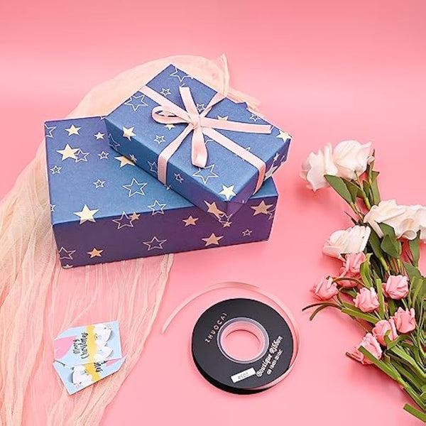43cm*15m Blue Birthday Wrapping Paper Roll,Topeedy Gift Wrap Paper with Star for Birthday Father's Day Xmas Present-Star