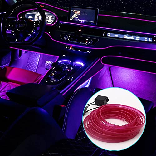 Keiurot El Wire Car Lights Neon Light for Car USB Ice Blue 10M/32Ft Car Ambient Lighting Atmosphere Car Led Interior Strip Light Sewing Edge Decoration Dashboard Lights Strip LED Trim Light