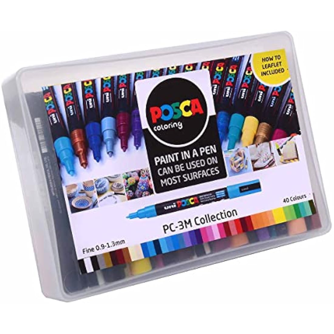 Posca Pens PC-3M Medium Acrylic Felt Tip Coloured Permanent Paint Markers for Adults and Kids. Perfect for Colouring, Fabric, Graffiti, Watercolour, Outline Drawing, Window and Glass Art. Set of 40