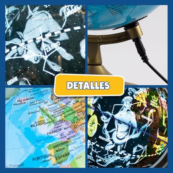 BIG MINDS - Interactive Globe In Spanish | Globe Lamp Night & Day Modes | Globe For Kids | Globes Of Earth LEDLight | World Globe For Kids 8 Years Old And Above Interactive