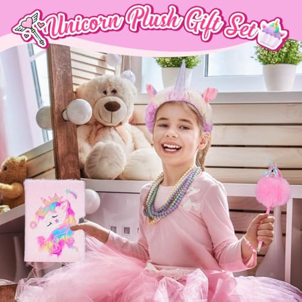 HappyKidsClub Plush Diary Unicorn Gifts for Girls Toys Age 3 4 5 6 7 Year Old Girls - Birthday Presents Gift for 3 4 5 6 7 8 Year Olds