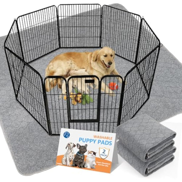 Reusable Dog Training Pads 183x183cm - 2 Pack Washable Dog Pee Pads Super Absorbent Waterproof Dog Mat Pee Pads for Dogs, Fast Drying Training Pads for Home